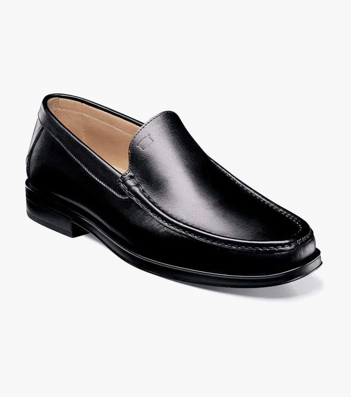 Men Palace Moc Toe Venetian Slip On Black Florsheim Dress Shoes