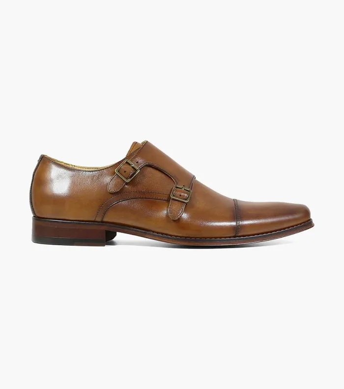 Men Palermo Cap Toe Monk Strap Cognac Florsheim Dress Shoes