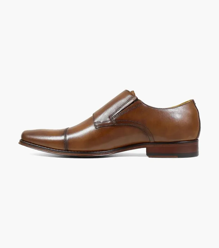 Men Palermo Cap Toe Monk Strap Cognac Florsheim Dress Shoes