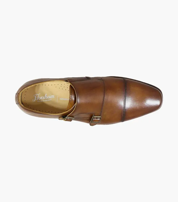 Men Palermo Cap Toe Monk Strap Cognac Florsheim Dress Shoes