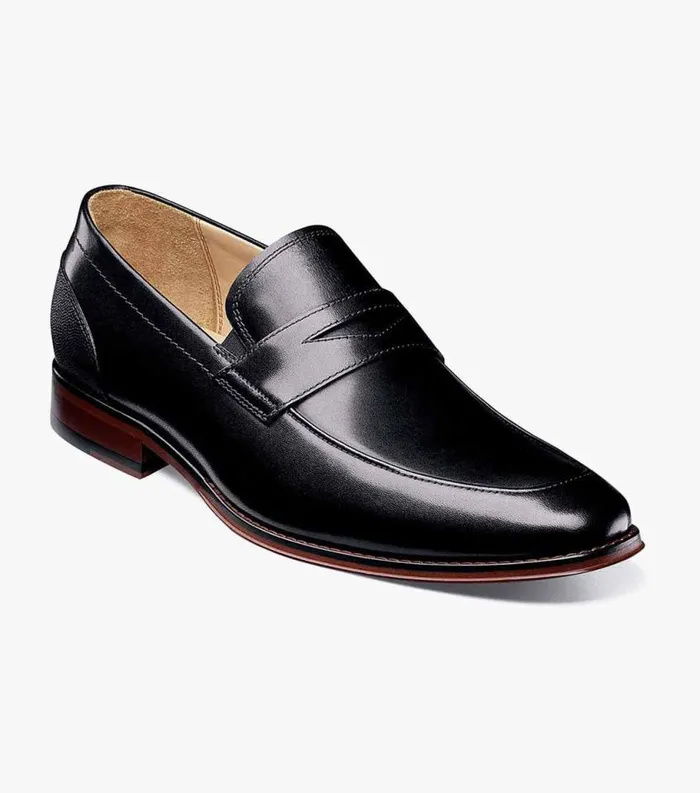 Men Palermo Moc Toe Penny Loafer Black Florsheim Dress Shoes