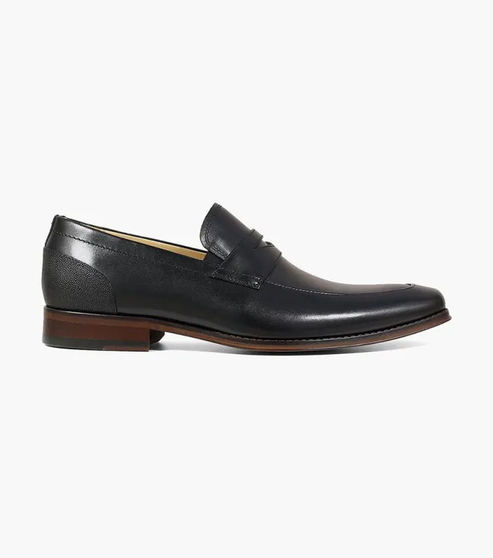Men Palermo Moc Toe Penny Loafer Black Florsheim Dress Shoes