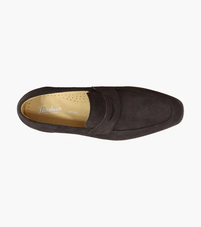 Men Palermo Moc Toe Penny Loafer Brown Suede Florsheim Dress Shoes