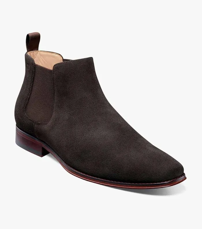 Men Palermo Plain Toe Gore Boot Brown Suede Florsheim Dress Shoes