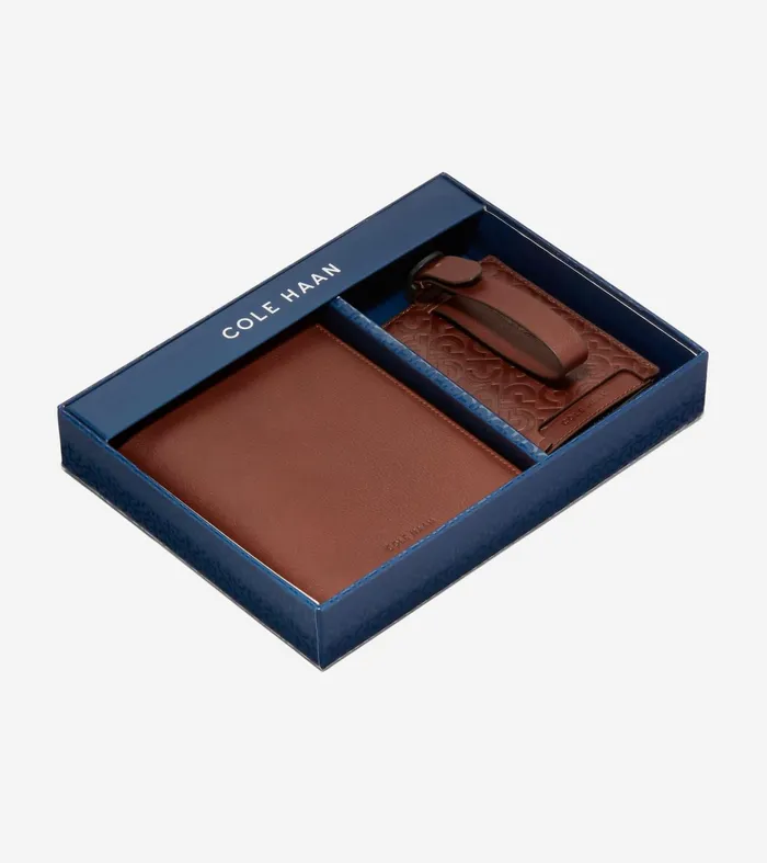 Men Passport Case With Luggage Tag Tan Cole Haan Wallets