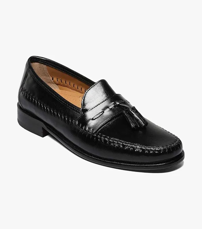 Men Pazzano Moc Toe Tassel Slip On Black Florsheim Dress Shoes