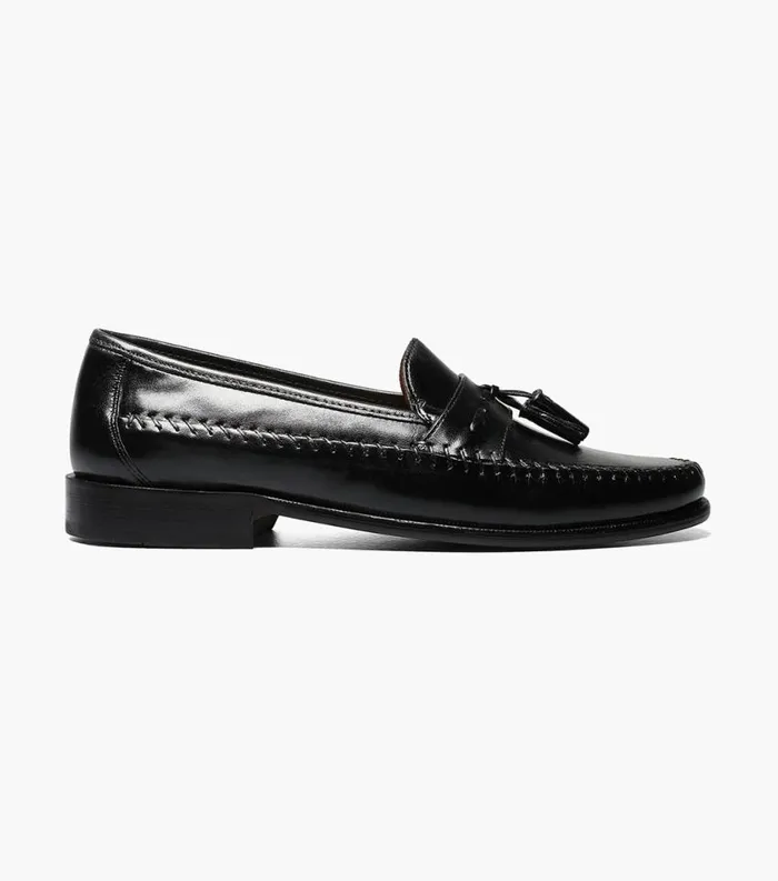 Men Pazzano Moc Toe Tassel Slip On Black Florsheim Dress Shoes