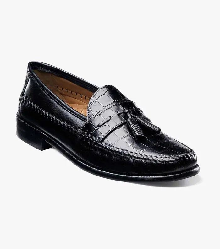Men Pisa Moc Toe Tassel Loafer Black Florsheim Dress Shoes