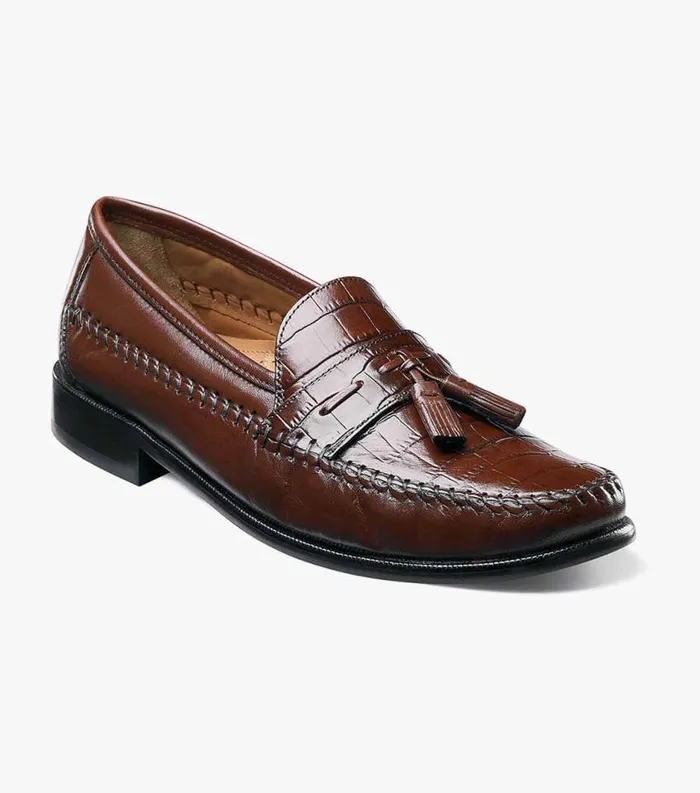 Men Pisa Moc Toe Tassel Loafer Cognac Florsheim Dress Shoes