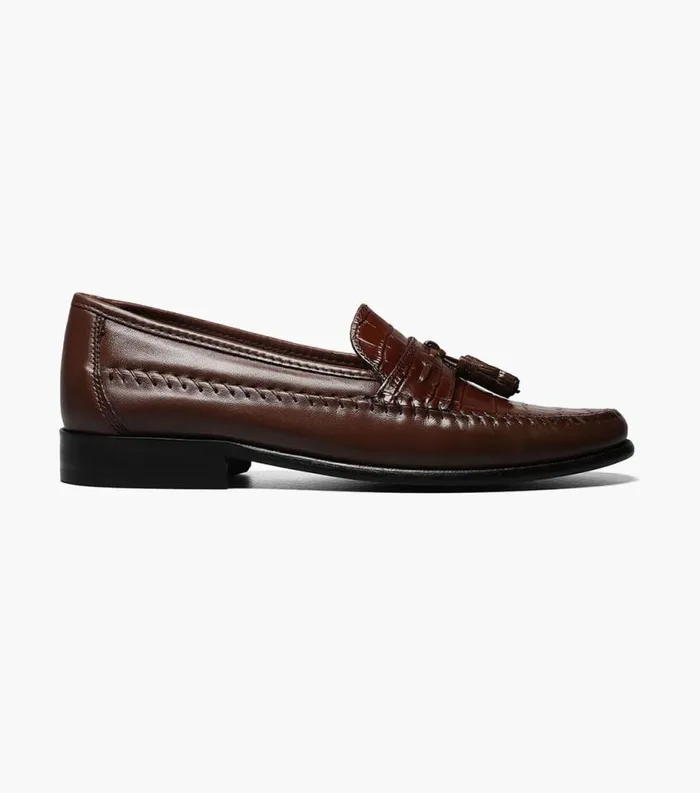 Men Pisa Moc Toe Tassel Loafer Cognac Florsheim Dress Shoes