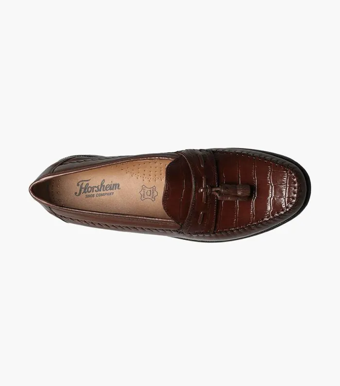 Men Pisa Moc Toe Tassel Loafer Cognac Florsheim Dress Shoes