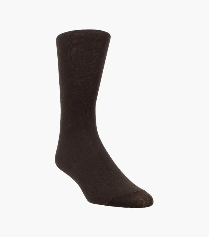 Men Plain Crew Dress Socks Brown Florsheim Socks