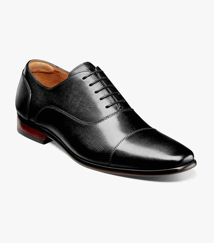 Men Postino Cap Toe Balmoral Oxford Black Florsheim Dress Shoes