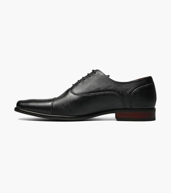 Men Postino Cap Toe Balmoral Oxford Black Florsheim Dress Shoes