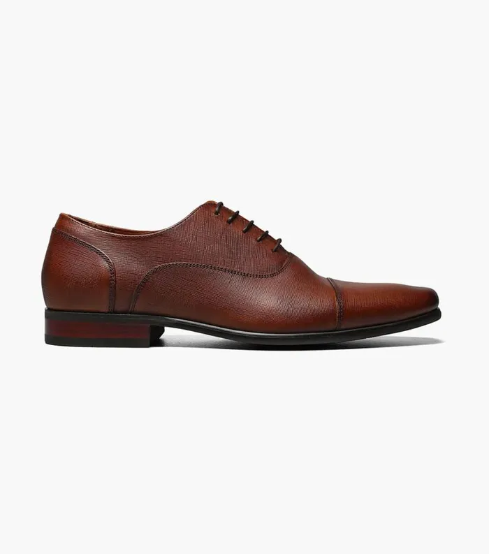 Men Postino Cap Toe Balmoral Oxford Cognac Florsheim Dress Shoes