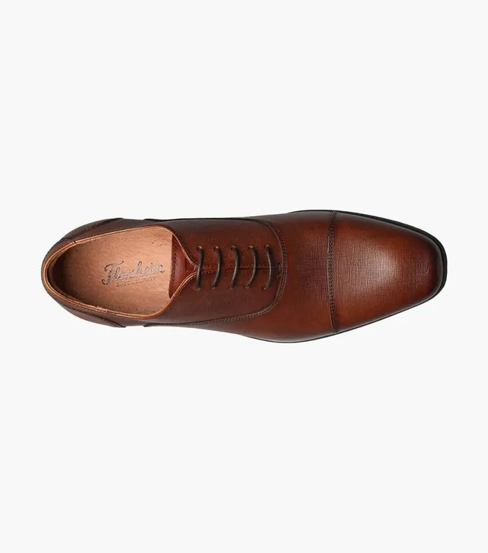 Men Postino Cap Toe Balmoral Oxford Cognac Florsheim Dress Shoes