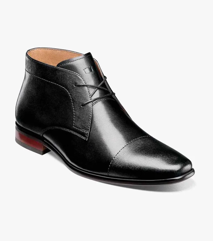 Men Postino Cap Toe Chukka Boot Black Florsheim Dress Shoes