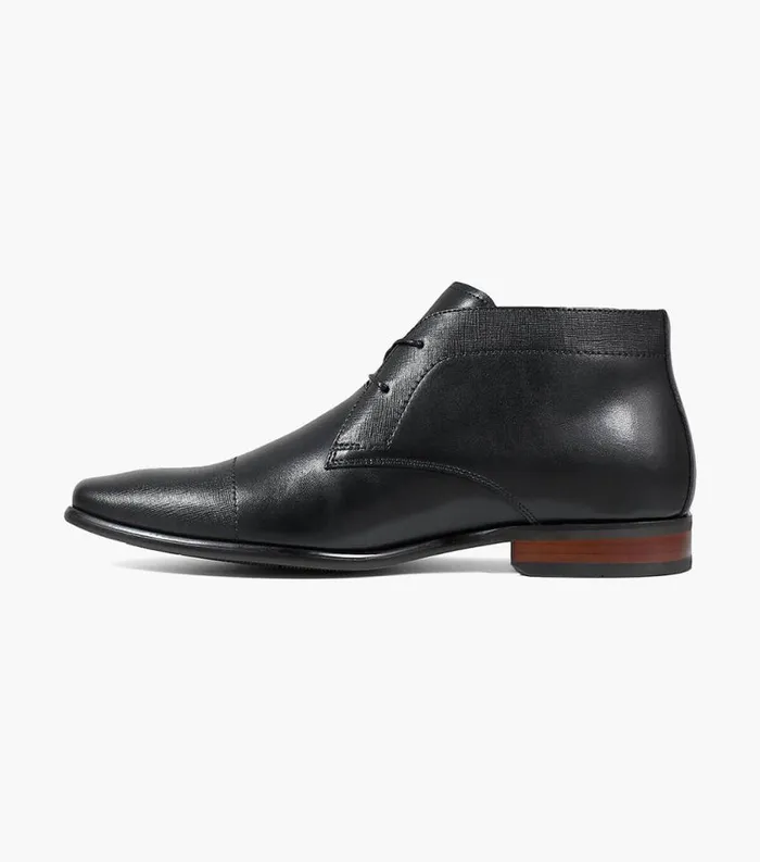 Men Postino Cap Toe Chukka Boot Black Florsheim Dress Shoes