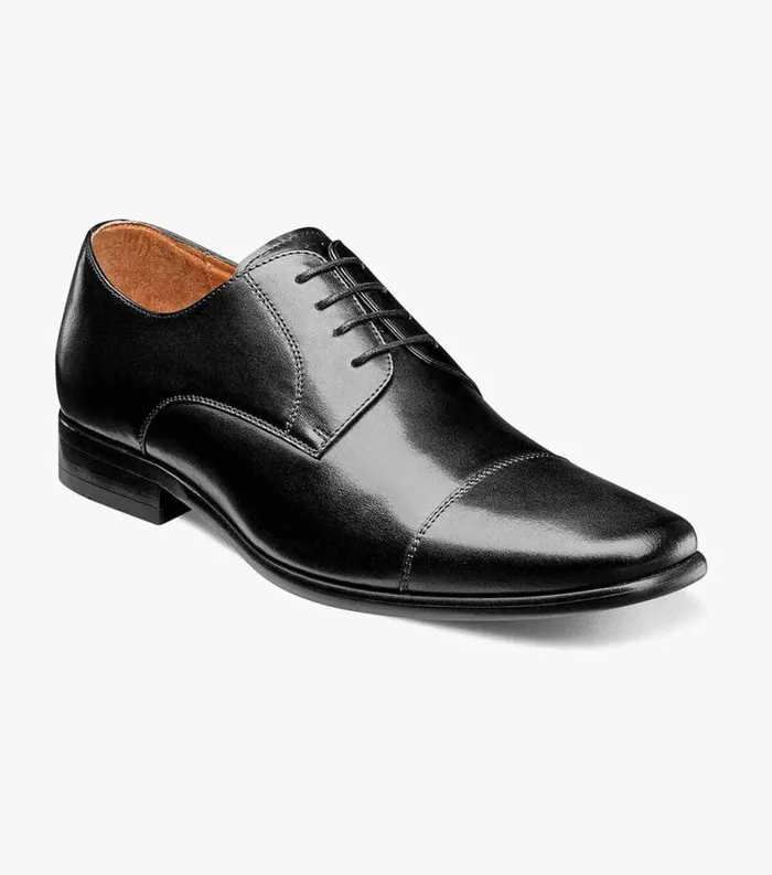 Men Postino Cap Toe Oxford Black Smooth Florsheim Dress Shoes
