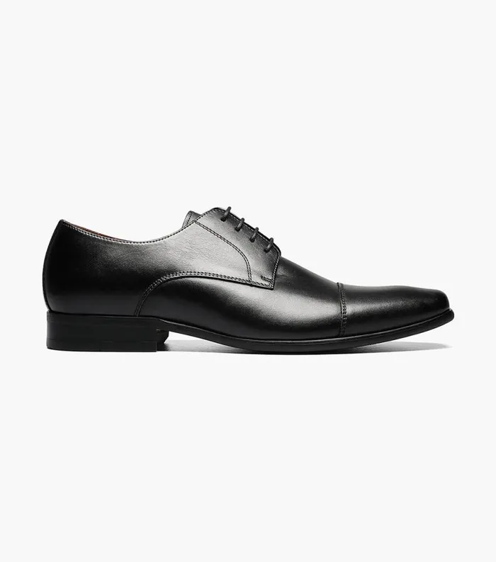Men Postino Cap Toe Oxford Black Smooth Florsheim Dress Shoes