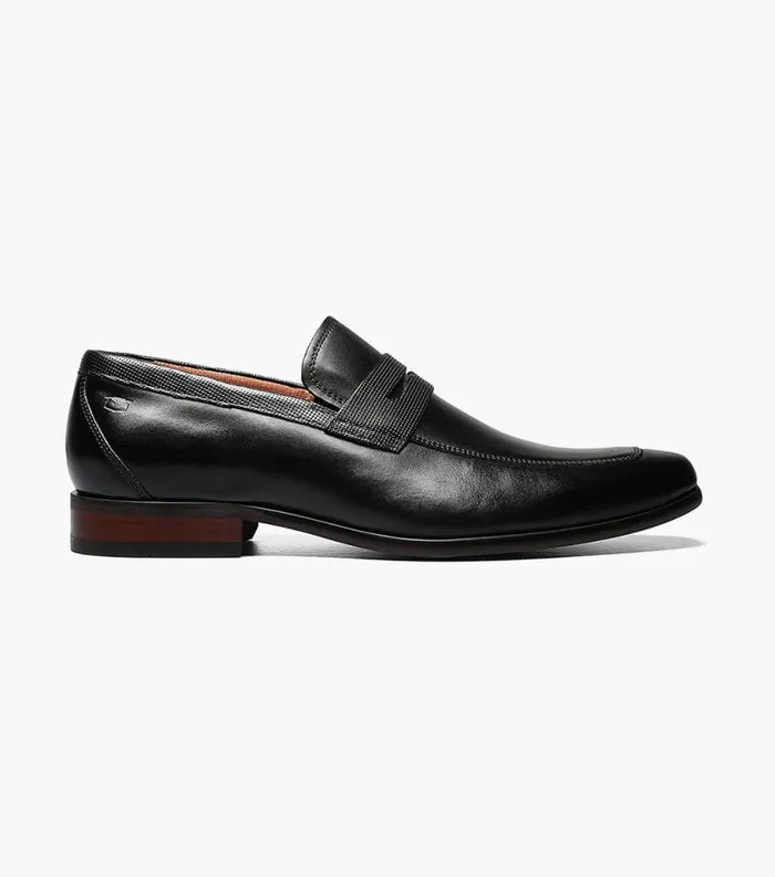 Men Postino Moc Toe Penny Loafer Black Florsheim Dress Shoes