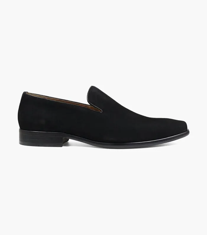 Men Postino Plain Toe Slip On Black Nubuck Florsheim Dress Shoes