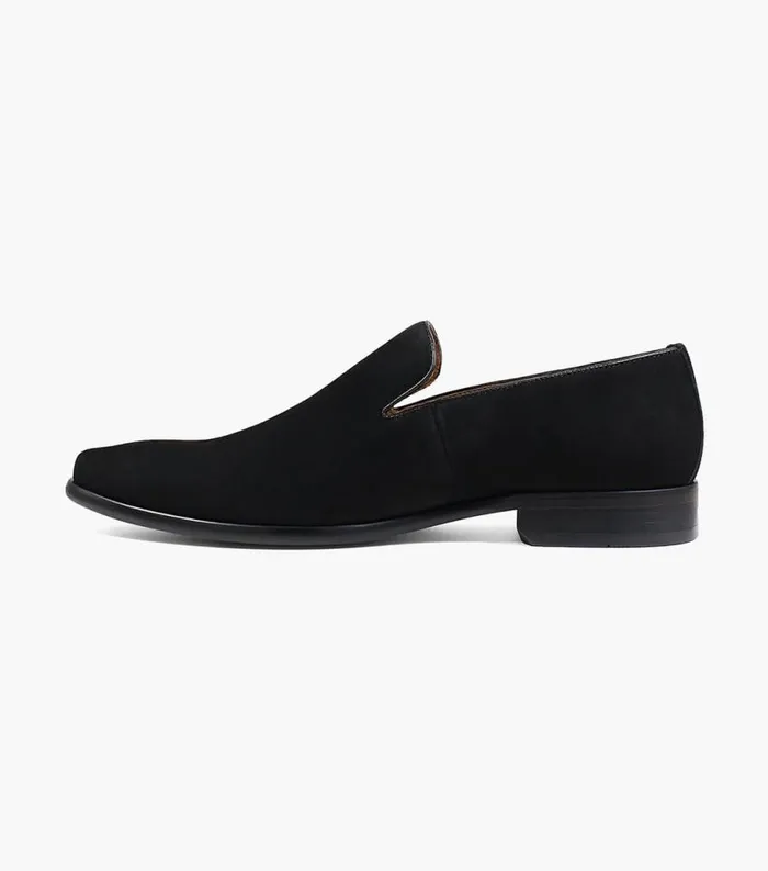 Men Postino Plain Toe Slip On Black Nubuck Florsheim Dress Shoes