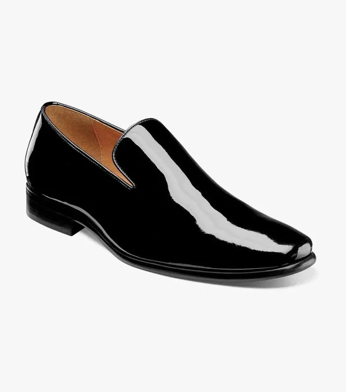 Men Postino Plain Toe Slip On Black Patent Florsheim Dress Shoes