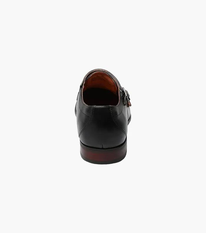 Men Postino Wingtip Monk Strap Black Florsheim Dress Shoes