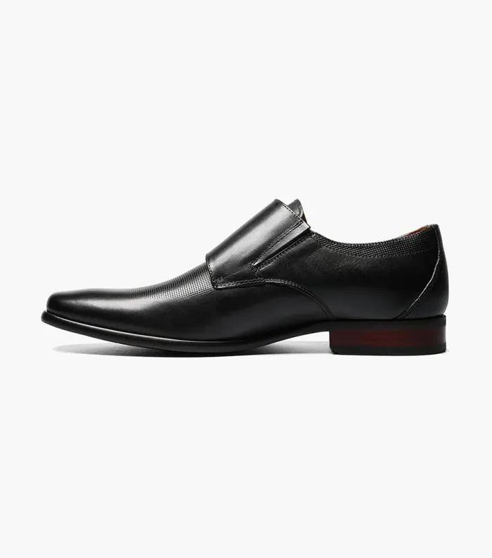 Men Postino Wingtip Monk Strap Black Florsheim Dress Shoes