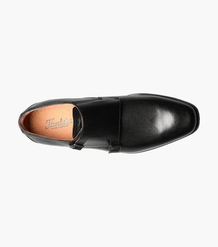 Men Postino Wingtip Monk Strap Black Florsheim Dress Shoes