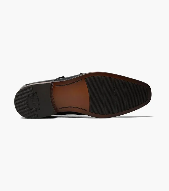 Men Postino Wingtip Monk Strap Black Florsheim Dress Shoes