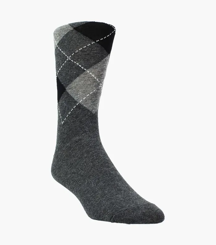 Men Prep Argyle Crew Dress Socks Dark Gray Florsheim Socks
