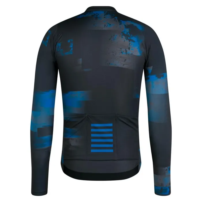 Men Pro Team Long Sleeve Lightweight Jersey 8211 Print Pack Anthracite Mykonos Blue Rapha Archive