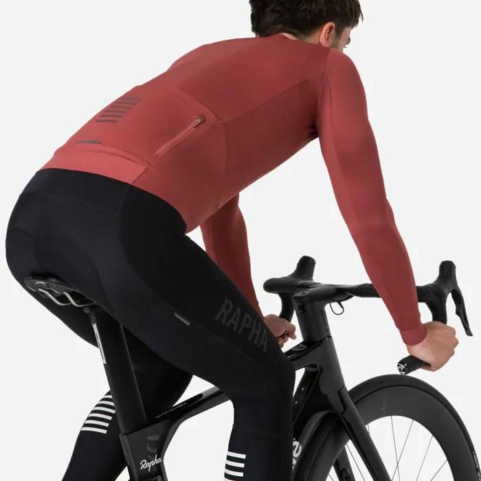 Men Pro Team Long Sleeve Thermal Jersey Rusty Red Deep Redgrey Bluepeachdark Navywhiteeclipse Aleutaindark Greenpale Greenlime Greengreen Rapha Archive