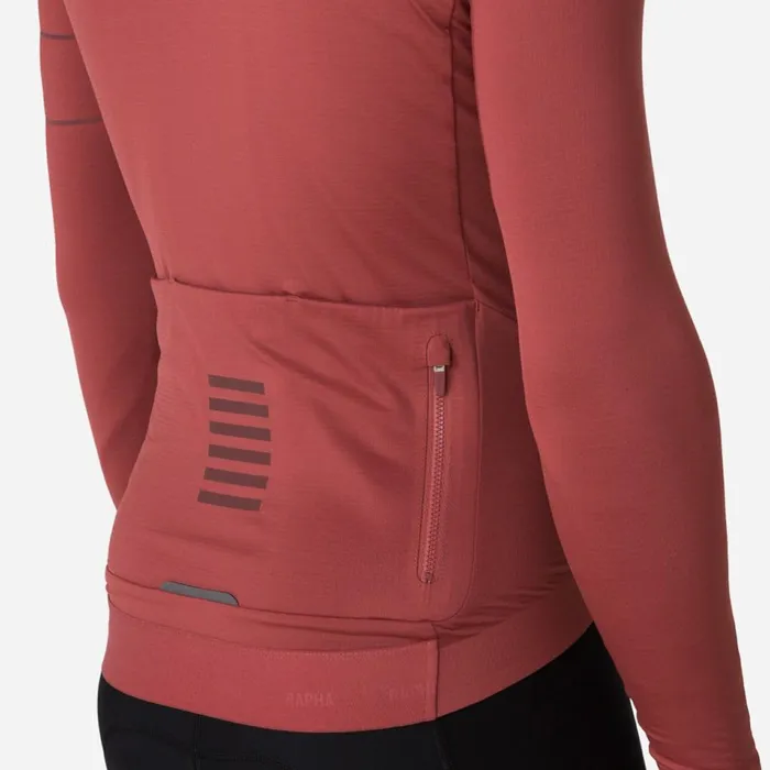 Men Pro Team Long Sleeve Thermal Jersey Rusty Red Deep Redgrey Bluepeachdark Navywhiteeclipse Aleutaindark Greenpale Greenlime Greengreen Rapha Archive