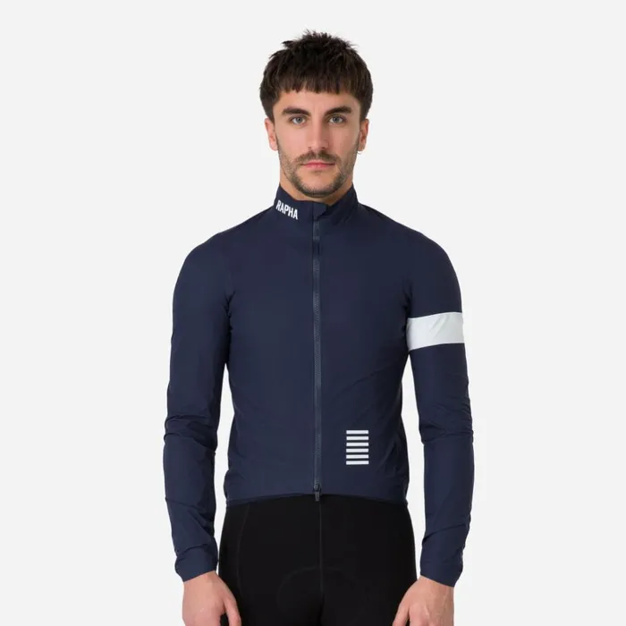 Men Pro Team Rain Jacket Dark Navywhiteblueoffwhitepetrol Bluewhitefluorescent Green White Rapha Jackets and Vests