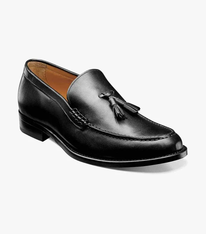 Men Puccini Moc Toe Tassel Loafer Black Florsheim Dress Shoes