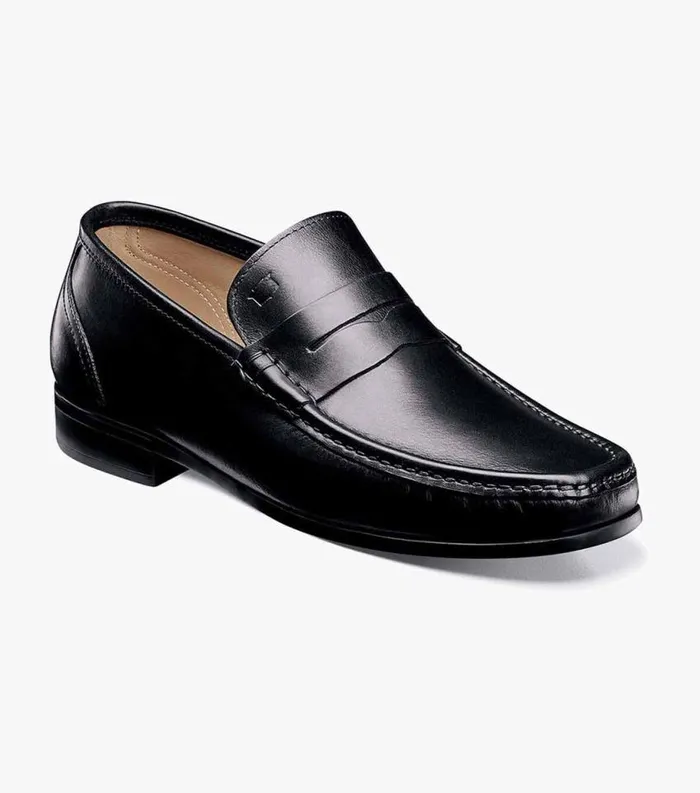 Men Puente Moc Toe Penny Loafer Black Florsheim Dress Shoes