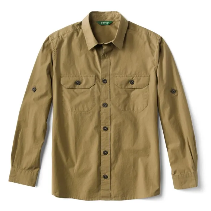Men Quest Poplin LongSleeved Shirt Khaki Orvis Shirts