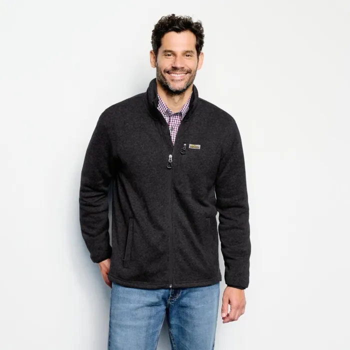 Men R65 Sweater Fleece Jacket Black Orvis Jackets