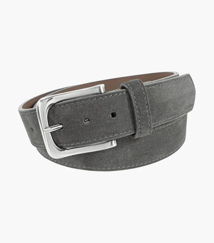 Men Ramirez Genuine Suede Belt Gray Florsheim Belts and Suspenders