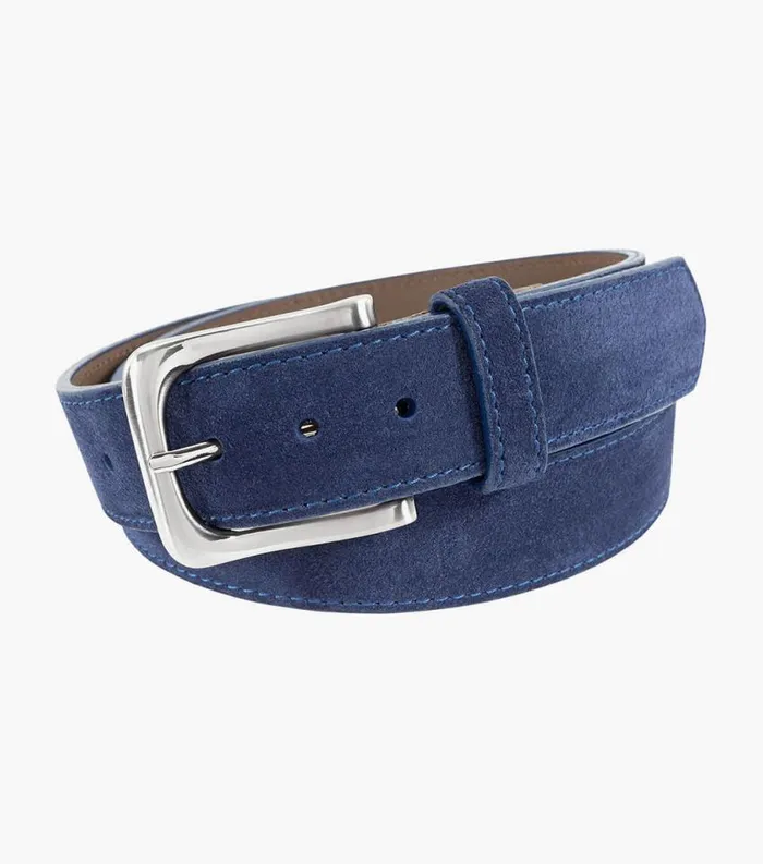 Men Ramirez Genuine Suede Belt Navy Florsheim Belts and Suspenders