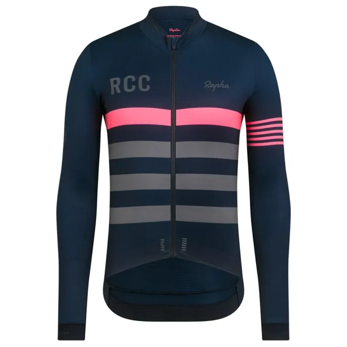 Men RCC Pro Team Long Sleeve Jersey Dark Navy Rapha Jerseys