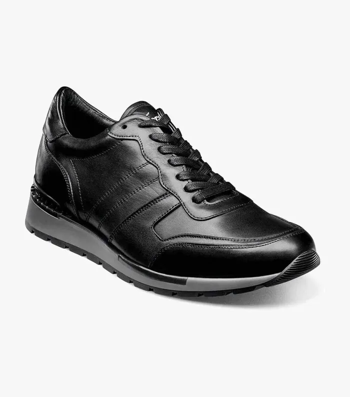 Men Redwood Moc Toe Lace Up Sneaker Black Florsheim Dress Shoes