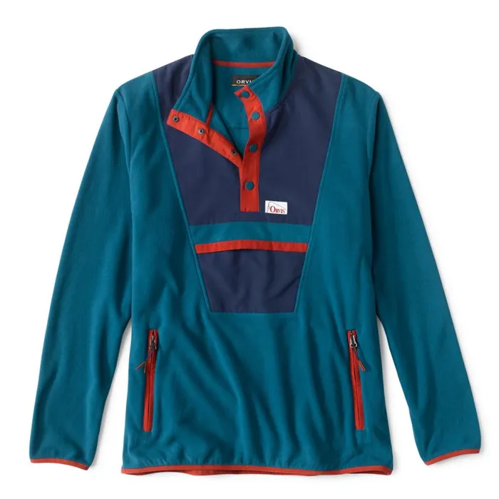 Men Retro Hill Country Microfleece QuarterSnap Blue Lagoonblue Moon Orvis Sweatshirts