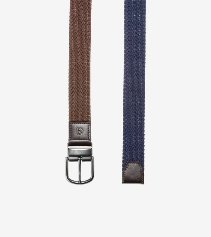 Men Reversible Stretch Belt Brownnavy Cole Haan Belts
