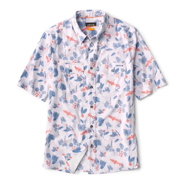 Men River Guide 20 Western Print ShortSleeved Shirt River Delta Orvis Shirts