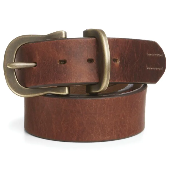 Men SaddleLeather Jeans Belt Brown Orvis Belts