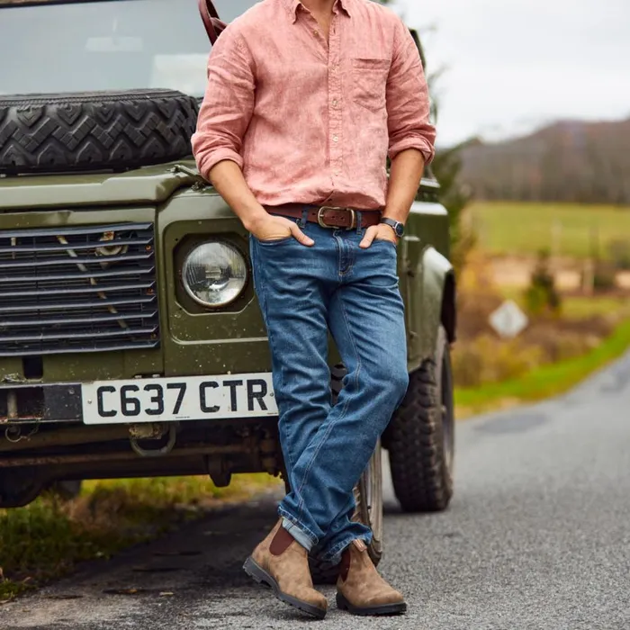 Men SaddleLeather Jeans Belt Brown Orvis Belts